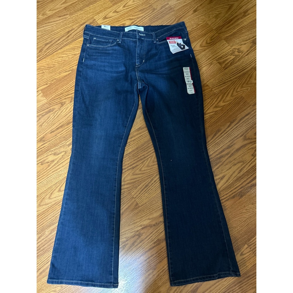 Signature by Levi Strauss Mid Rise Bootcut Jeans Dark Wash 16M W33 L32 NEW